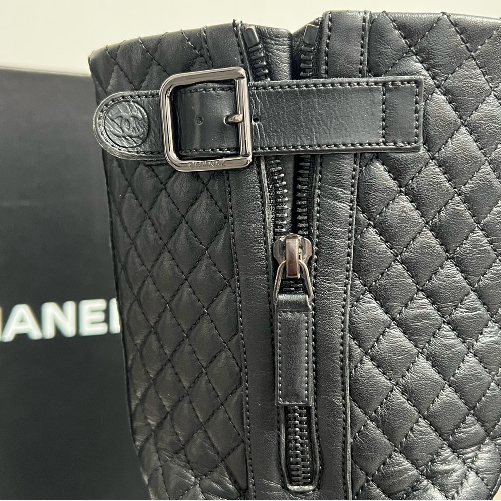 Authentic CHANEL Moto Biker Boots Size 37.5 (with box & receipt)​ - Picture 8 of 15